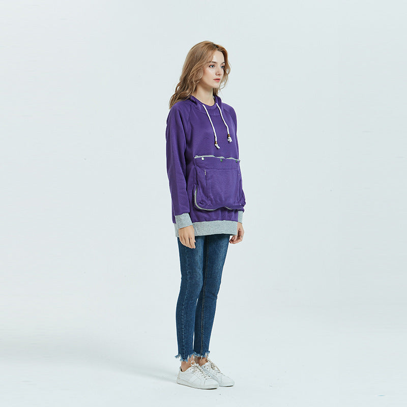 Women Pocket Pet Casual Plush Hoodies Jacket 19