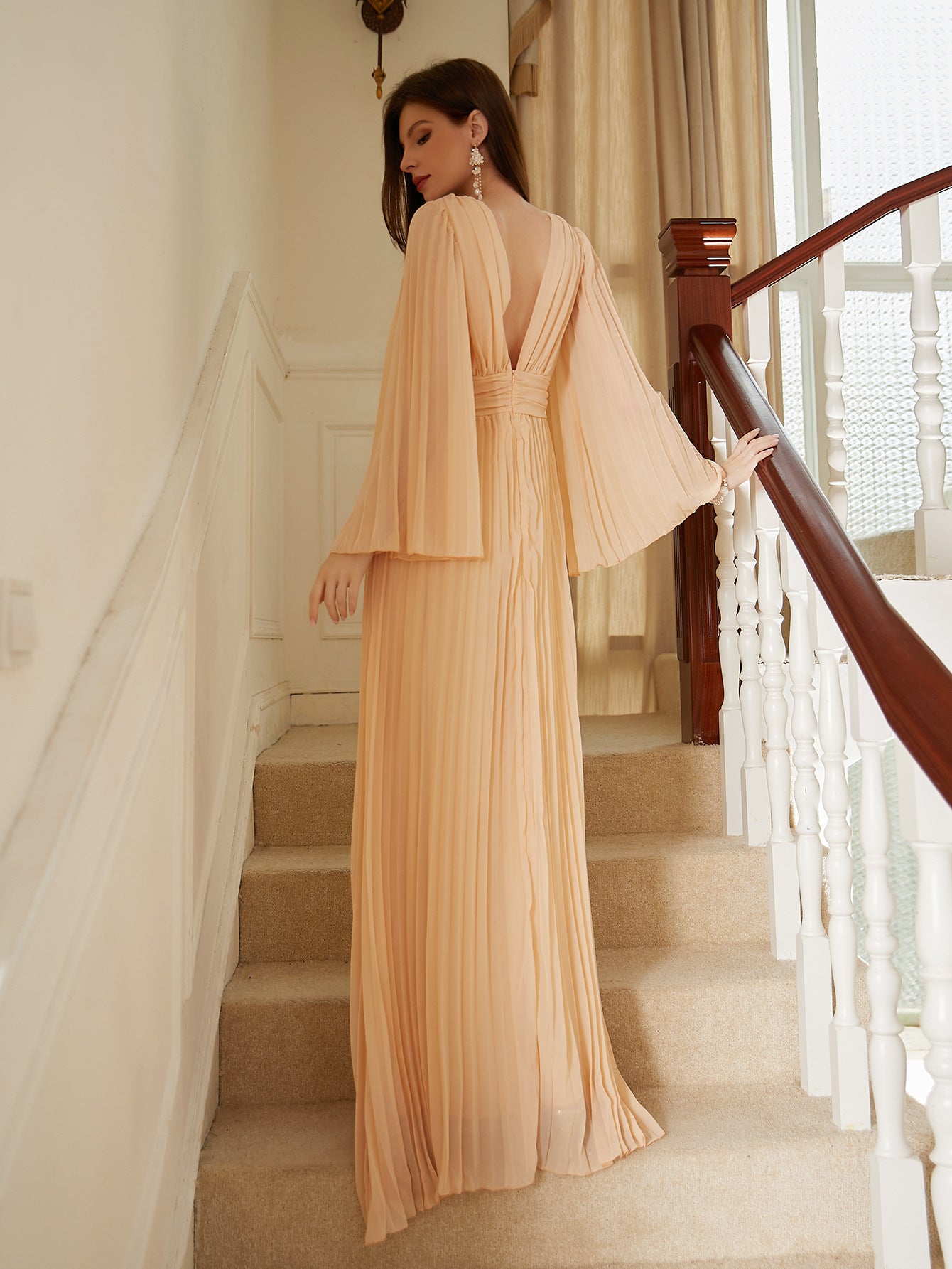 Women's Plus Size V Neck Solid Color Formal Party Dress 15