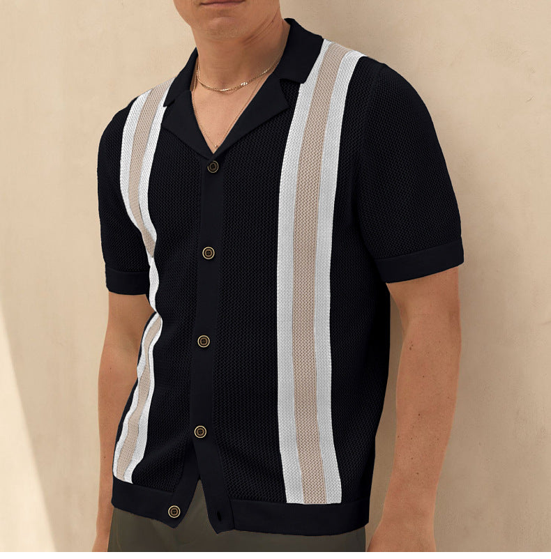 Men's Short Sleeve Knitting Polo Top 4