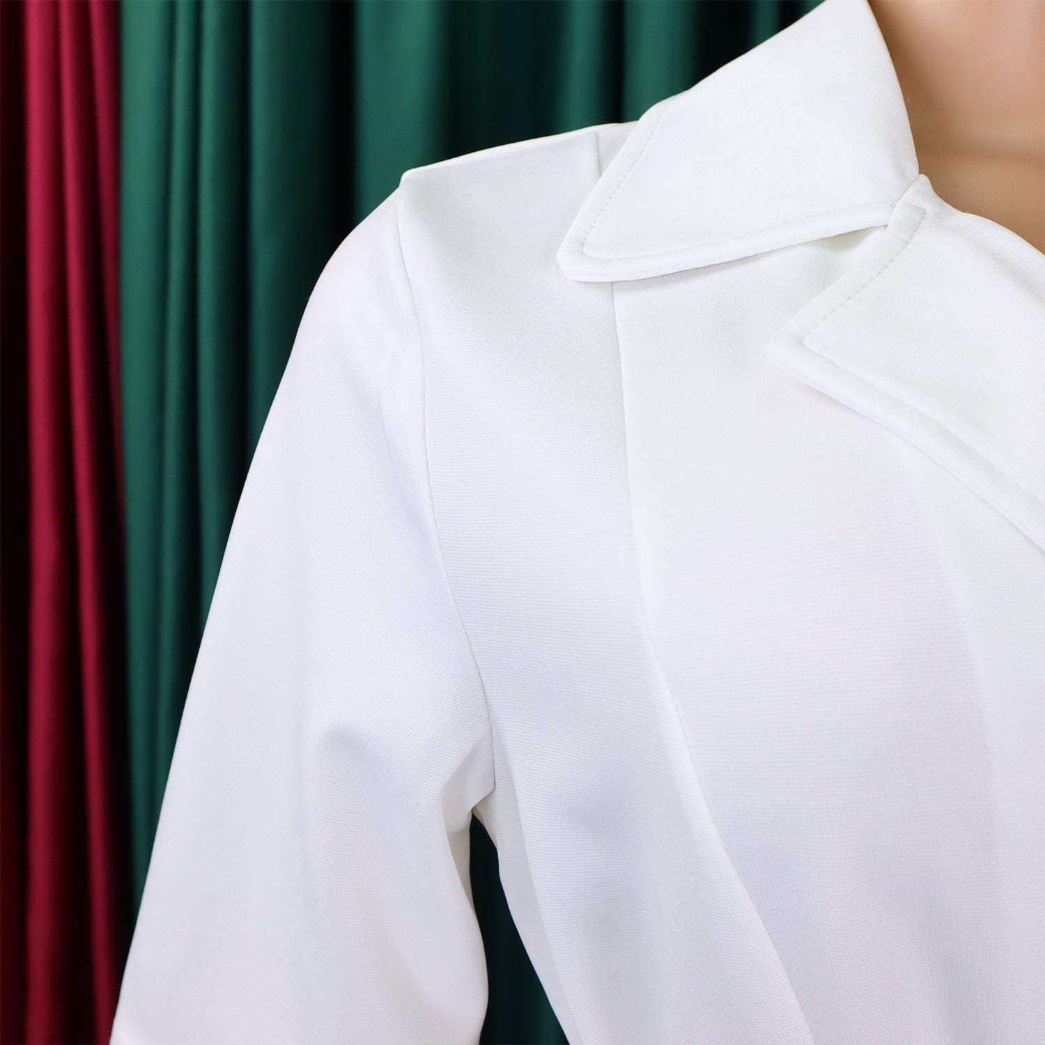 Plus Size Women Summer Short Sleeve Turndown Collar Lace-Up Solid African Dress 24