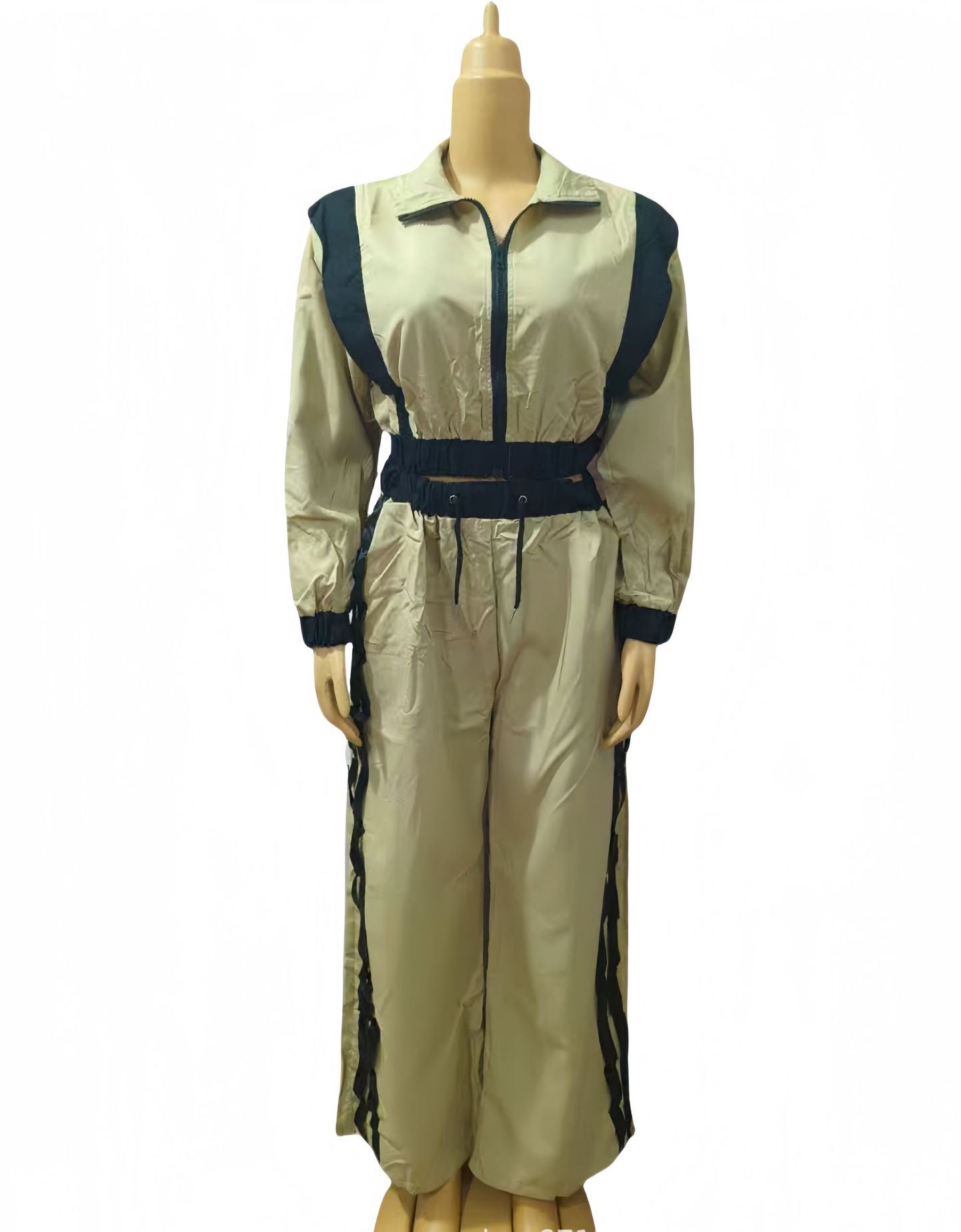 Women Contrast Color Casual Sleeveless Top and Wide Leg Pants Two-Piece Set 5