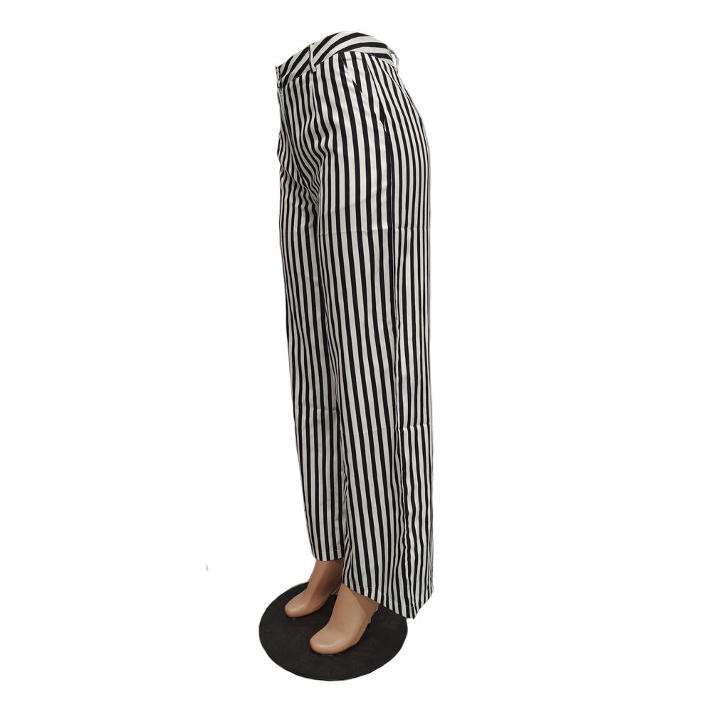 Sexy Ladies Striped Wide Leg Pants (No Stretch) 13