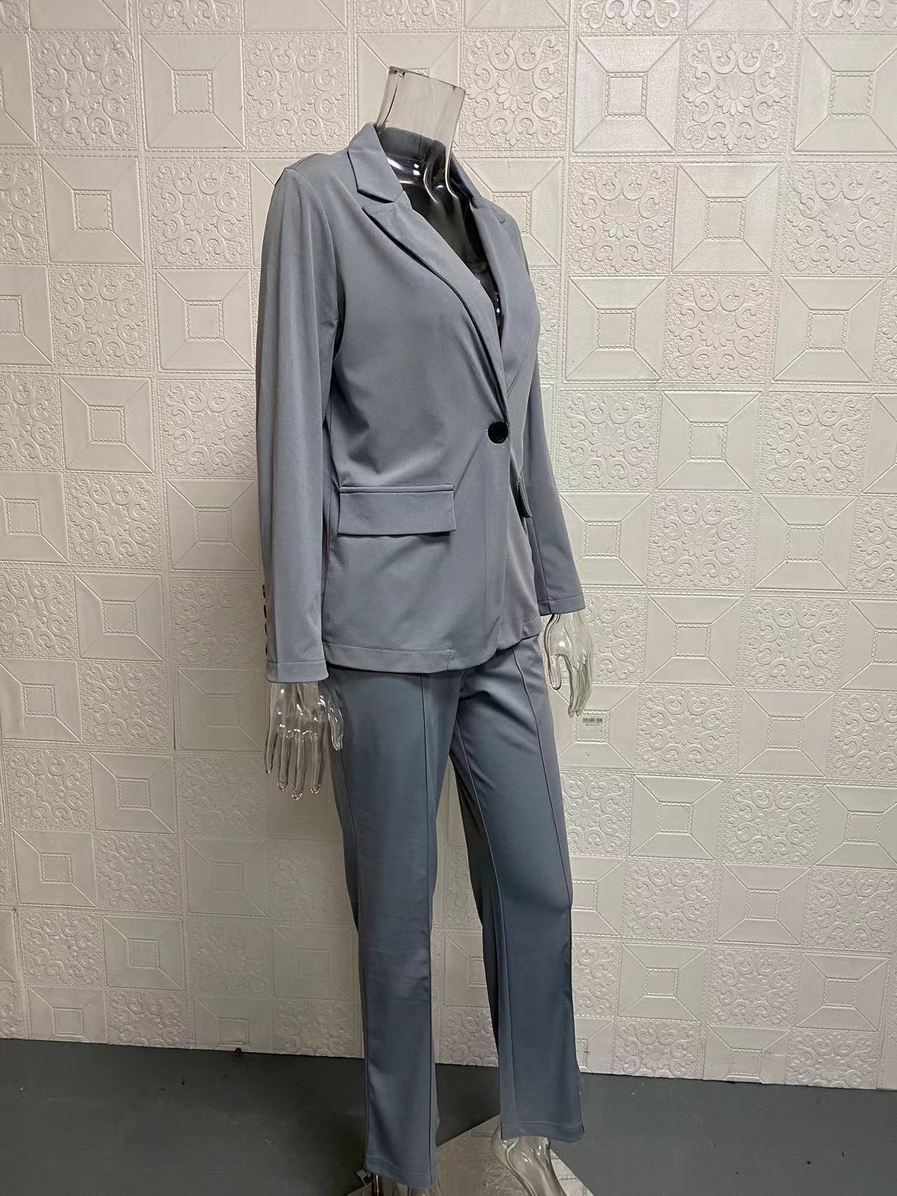 Spring/Summer Fashion Turn-Down Collar Blazer Pants Set 35