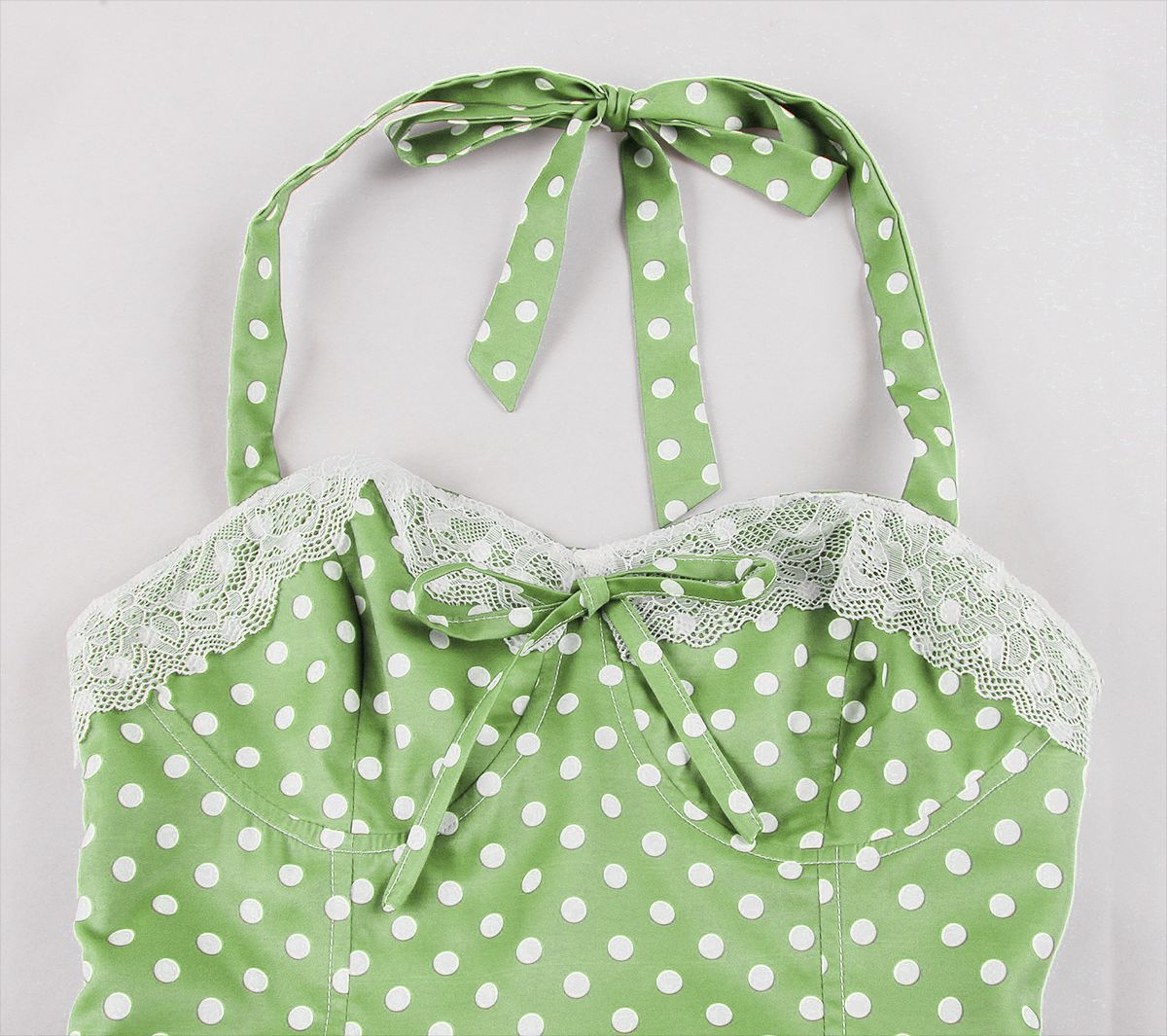 Halter Neck Low Back Polka Dot A-Line Formal Party Dress 5