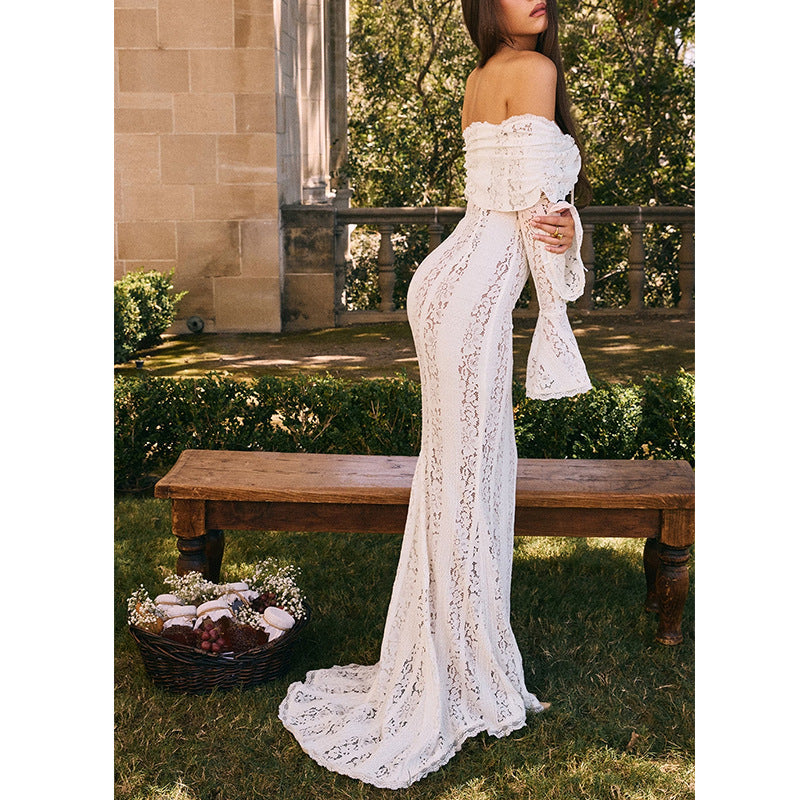 Women Sexy Off Shoulder Lace Strapless Dress 5