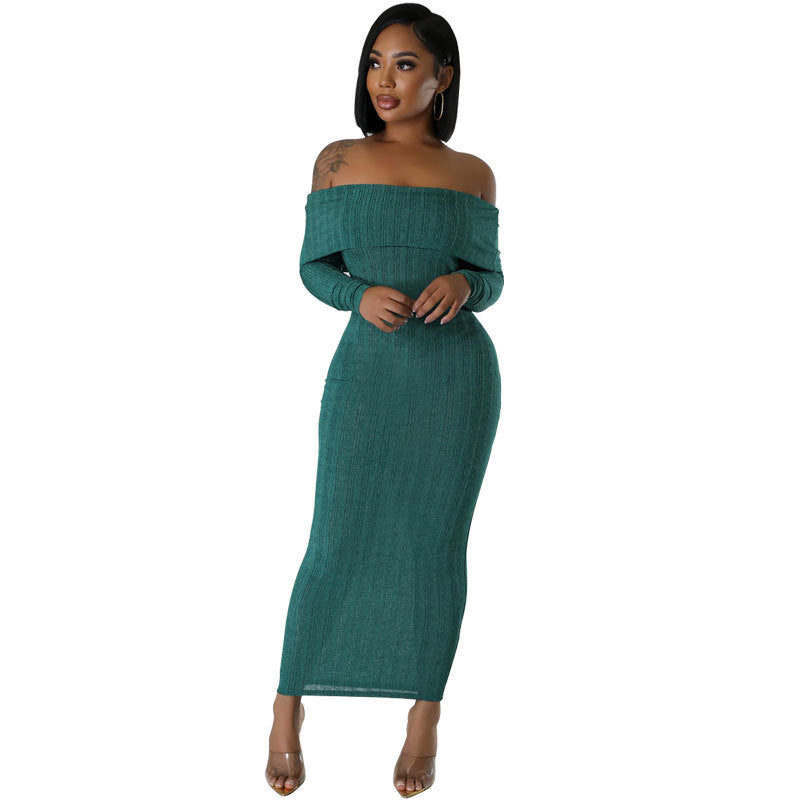 Women Solid Off Shoulder Maxi Dress 5