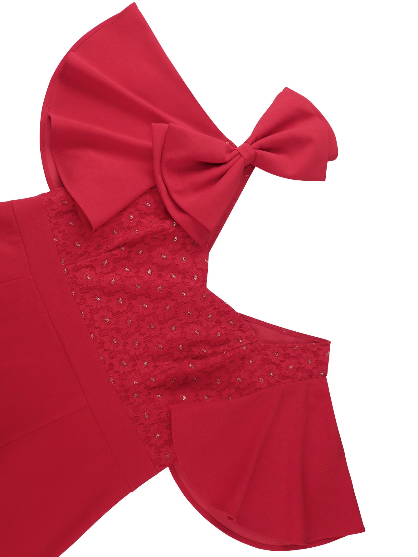 Women ruffle bow sexy Formal Party lace dress 7