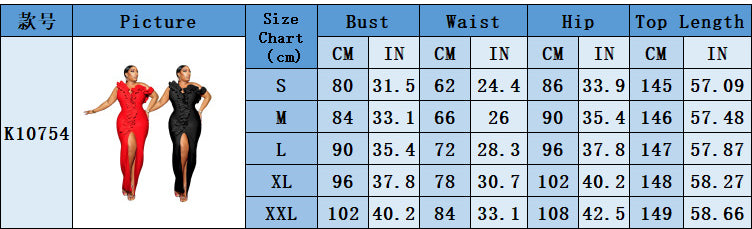 Women's Sexy Ruffled One-Shoulder Slit Evening Dress 12