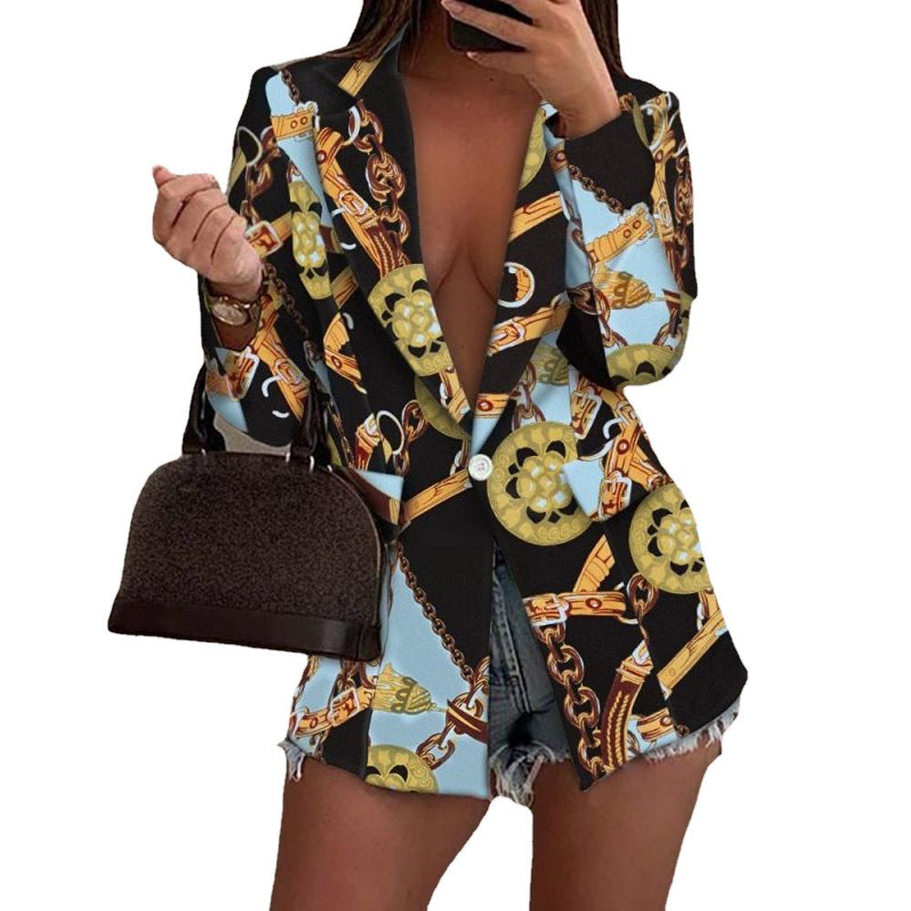 Fall/Winter Long Sleeve Fashion Sexy Print Blazer Jacket 3