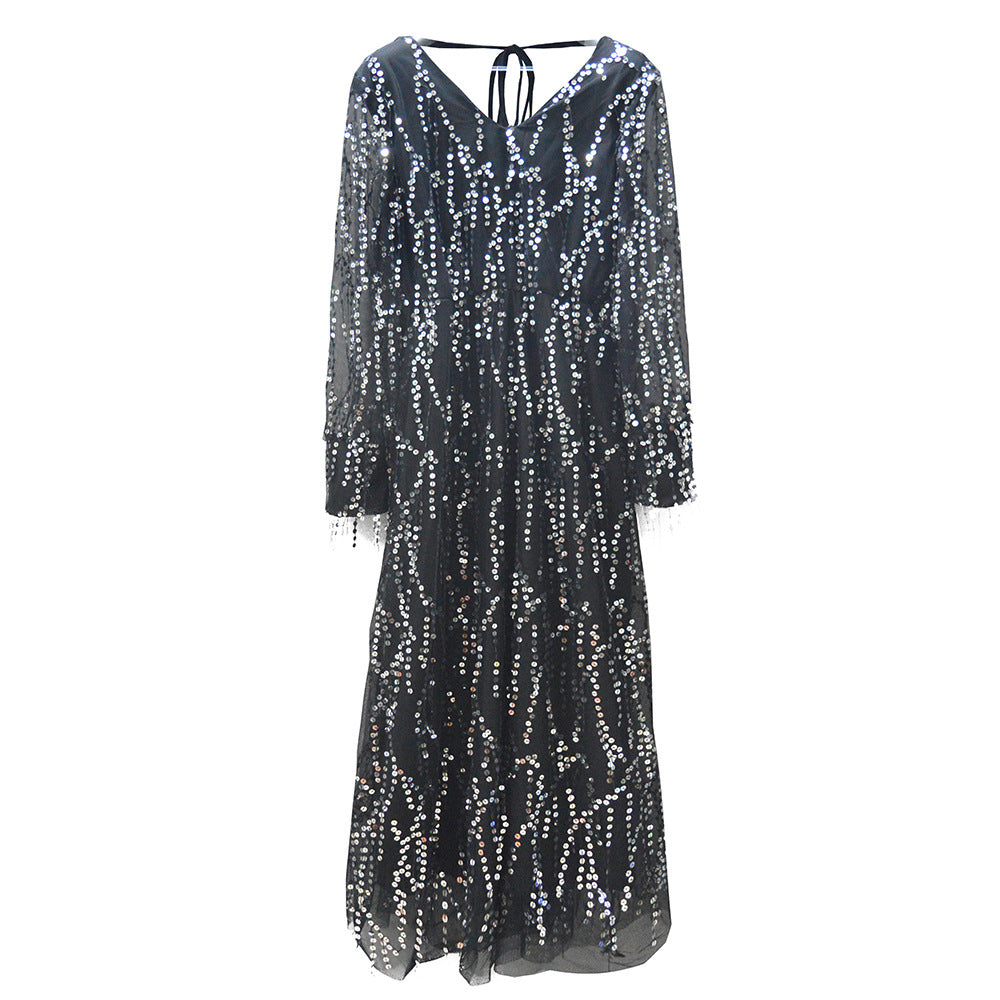 Sexy V-Neck Fringed Sequin Dress For Women 8