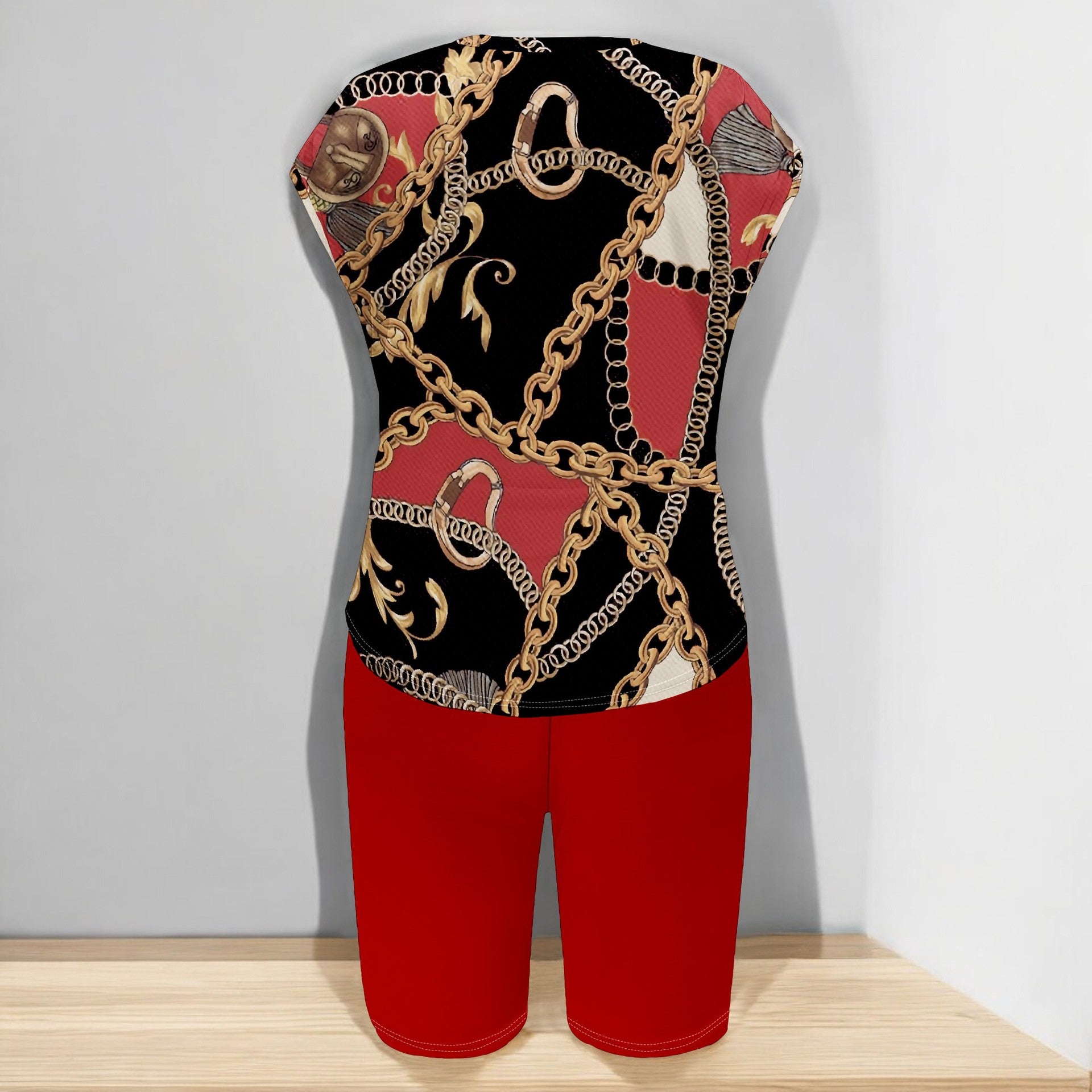 Women Fashion Printed Short Sleeve T-shirt and Shorts Two-piece Set 7