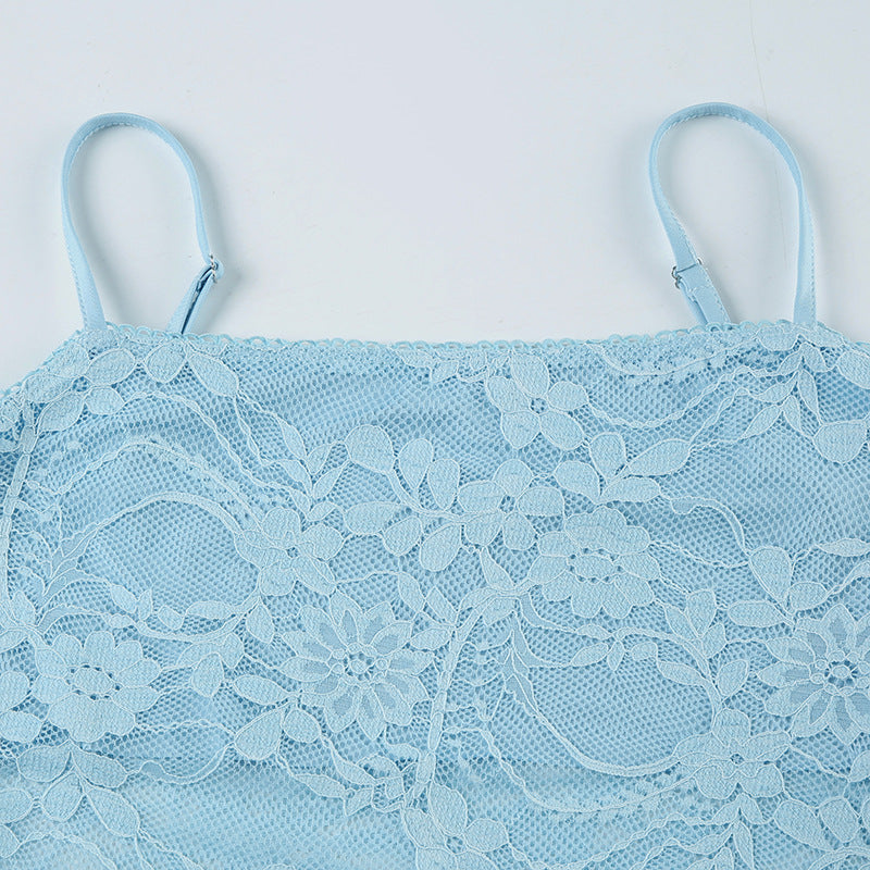 Spring sexy Lace Strap Vest Long skirt Two Piece Set 13