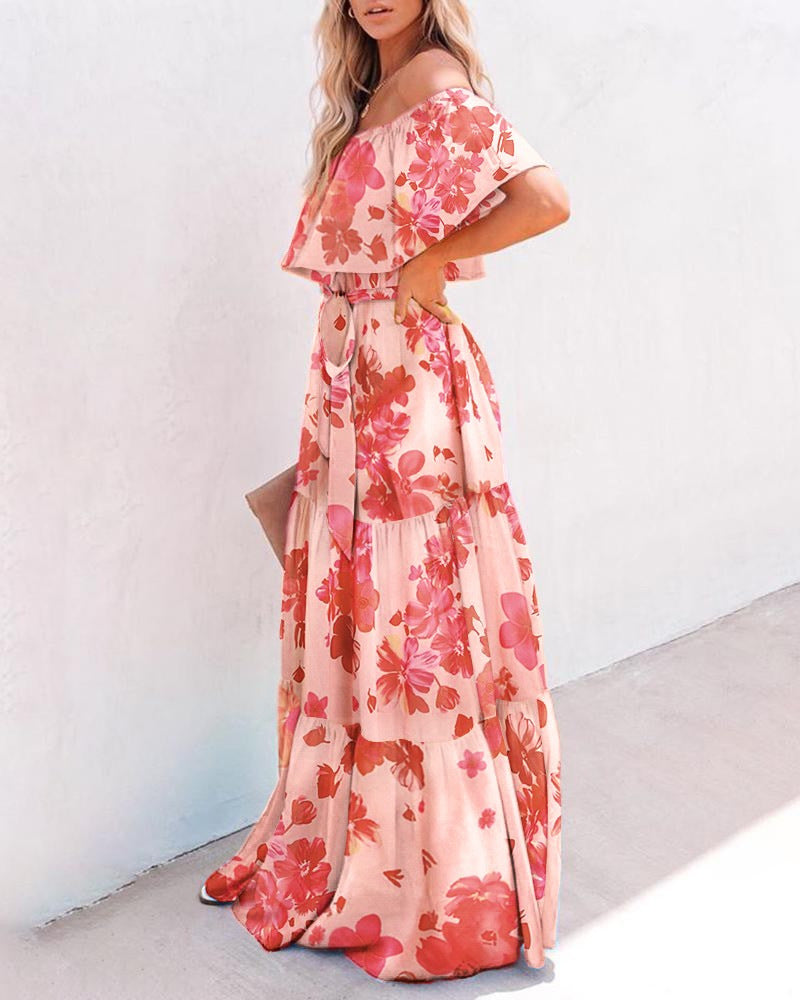 Women's Gradient Color Printed Off Shoulder Maxi Dress 5
