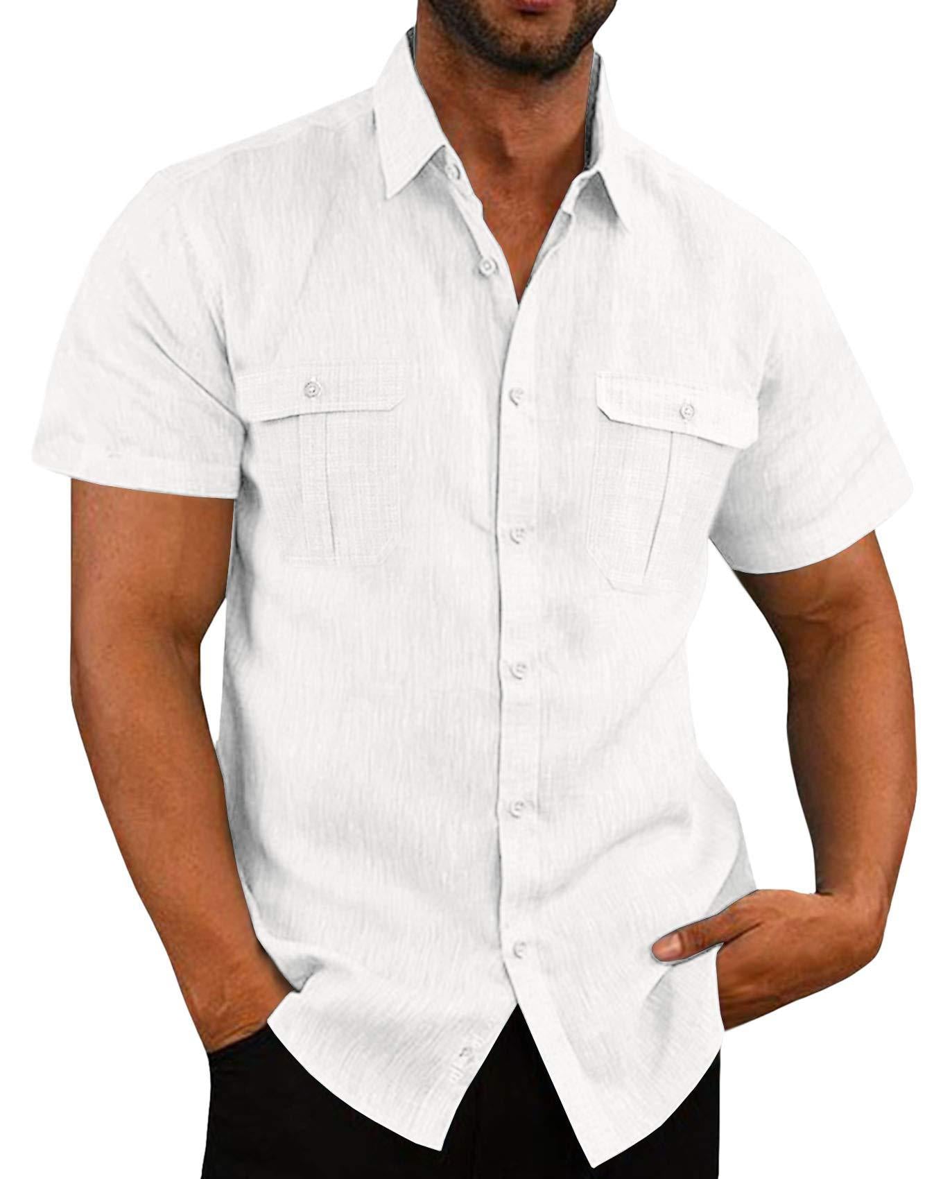 Men’s Linen Double-Pocket Casual Holiday Shirt 9
