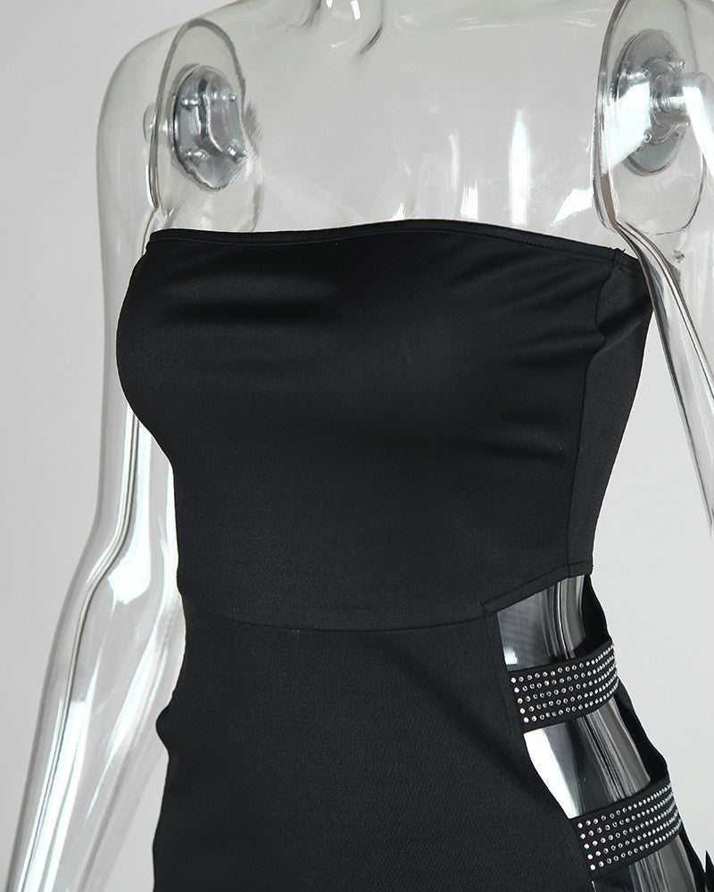 Hollow Strapless Mini Bodycon Slim Nightclub Dress 5