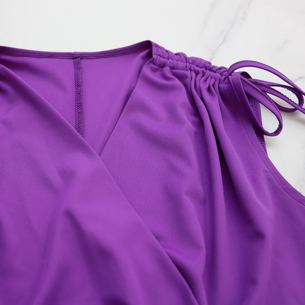 Drawstring Sleeveless Tank Top Chic High Waisted Women's Loose Straight Leg Two-Piece Set 18