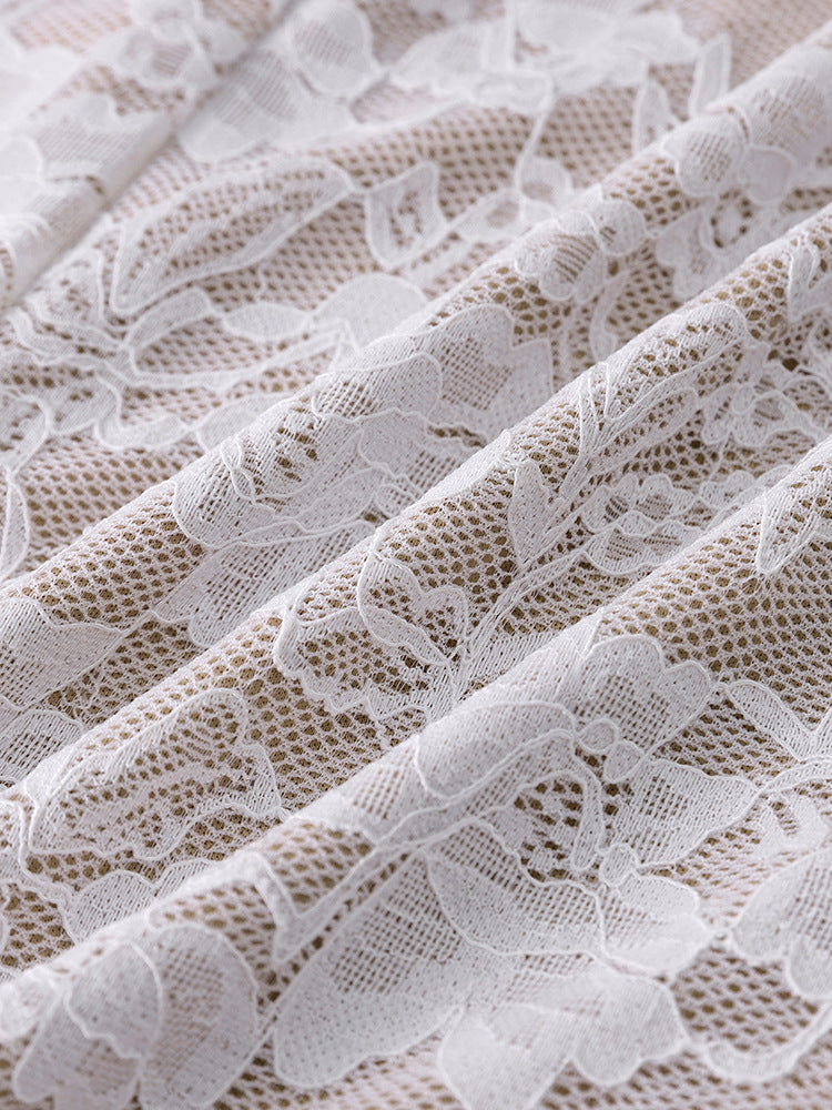 Lace Halter Neck Long-Sleeve Bodycon Mini Dress 14