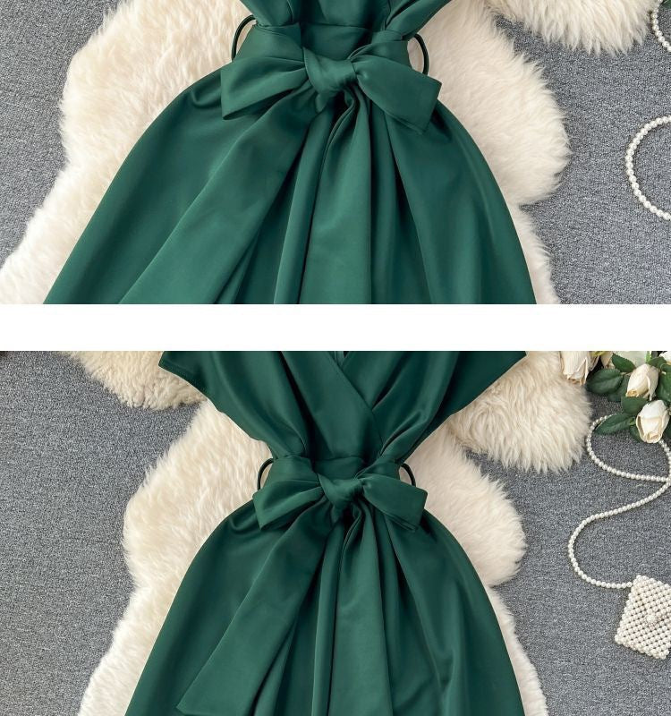 Summer Bow Tie Slim Waist Chic Formal Party Dress 20