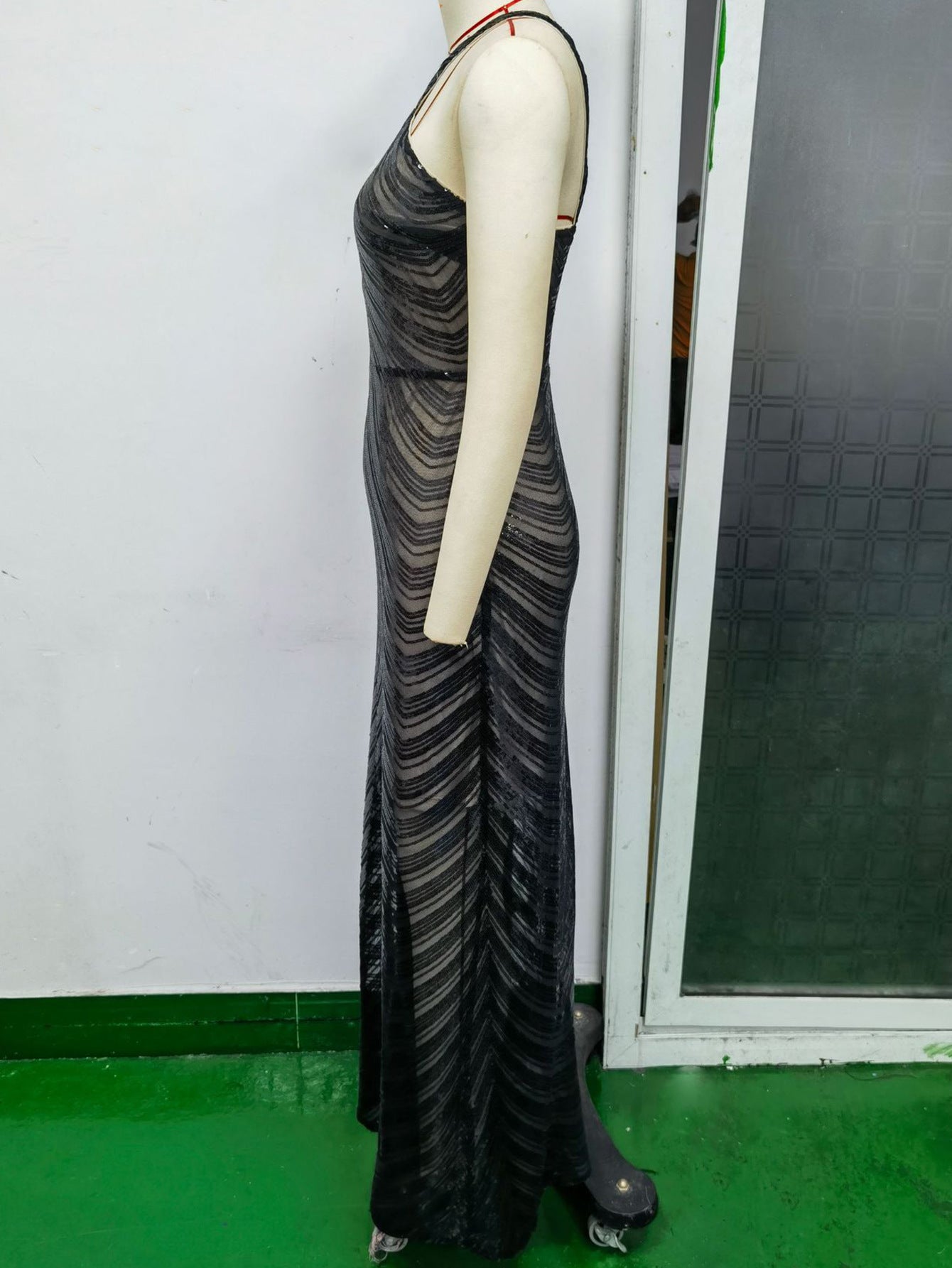 Women Sexy Halter Neck Backless Vintage Sequin Dress 10