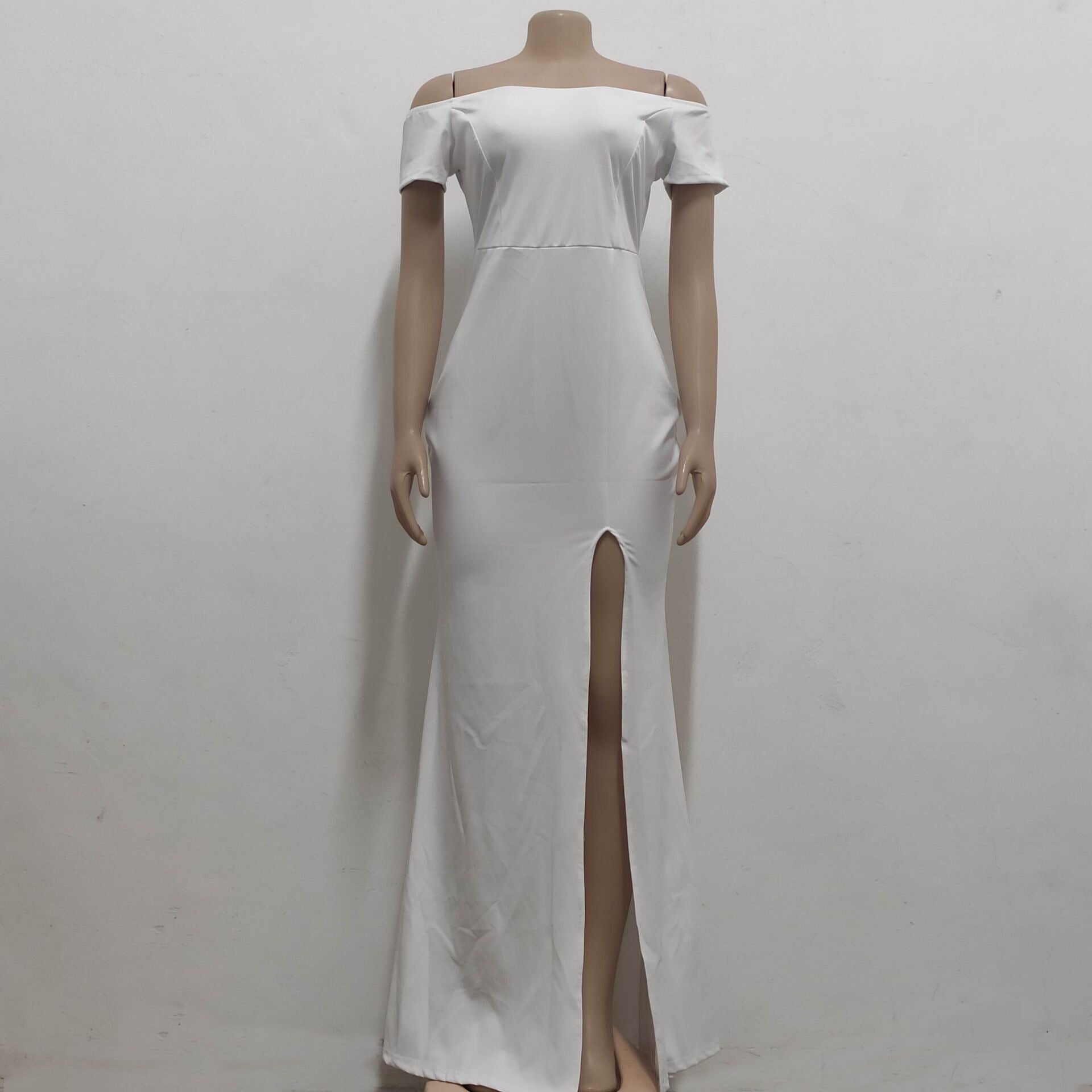 Sexy Fashion Solid Color Off Shoulder Split Dress 23