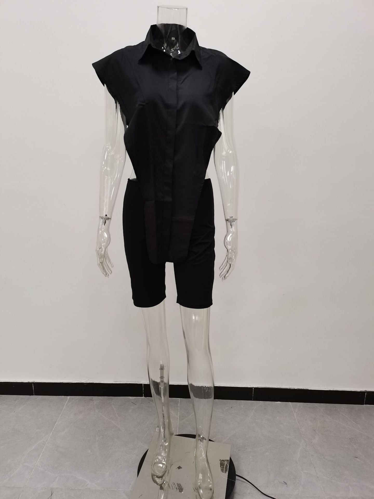 Women Summer Button Sleeveless Top + Shorts Two Piece Set 18