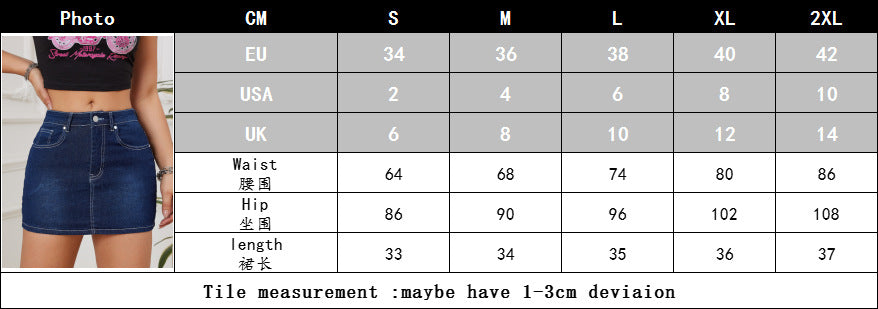 Women Washed Embroidered Stretch Denim Skirt 5