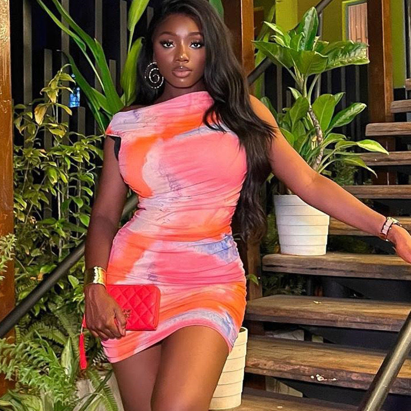 Tight-Fit Sexy Mesh Sleeveless Ruched Bodycon Dress