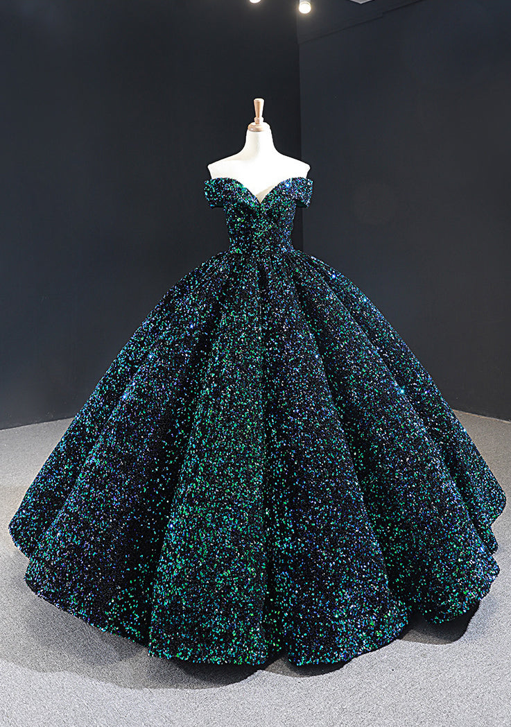 Bride Wedding Dress Women's Sequins Ball Gown Off Shoulder Puffy Evening Dress 41