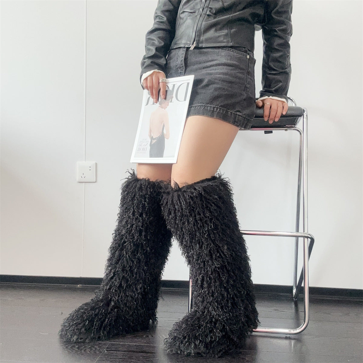Knee-Length Snow Boots Women Trendy Fur Boots 3