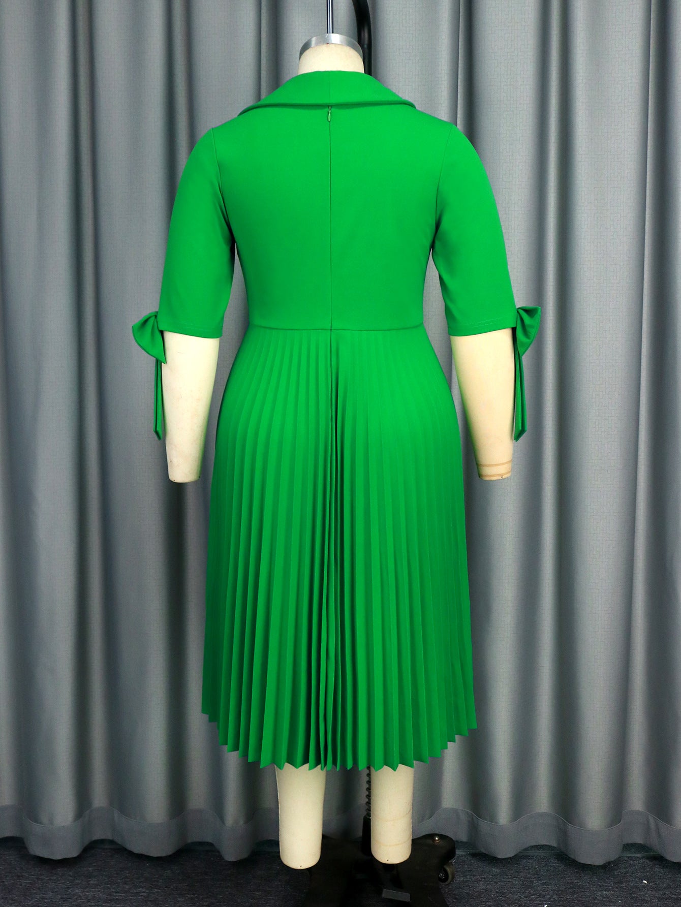 Elegant Asymmetric neck bow tie Loose pleated Formal Party dress 6