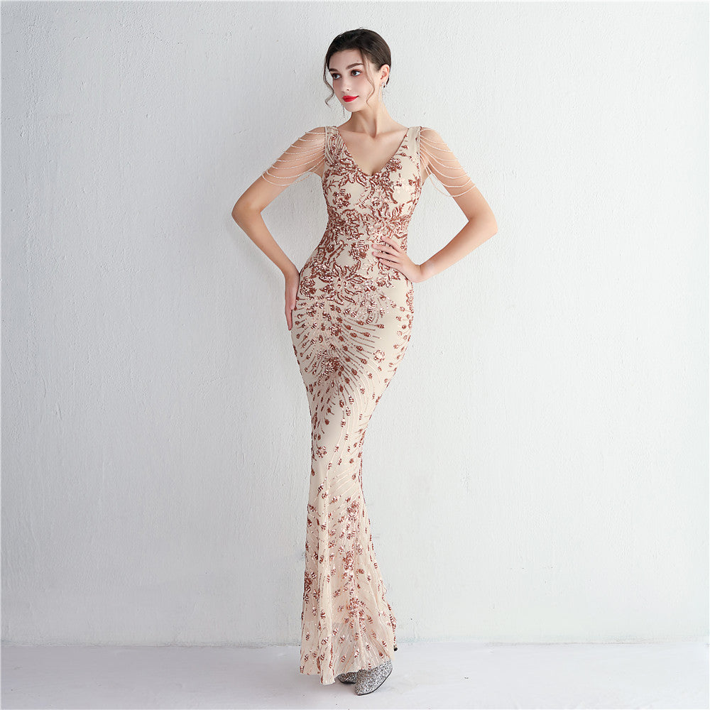 Elegant Long Sequins Plus Size Beauty Formal Party Evening Dress 12