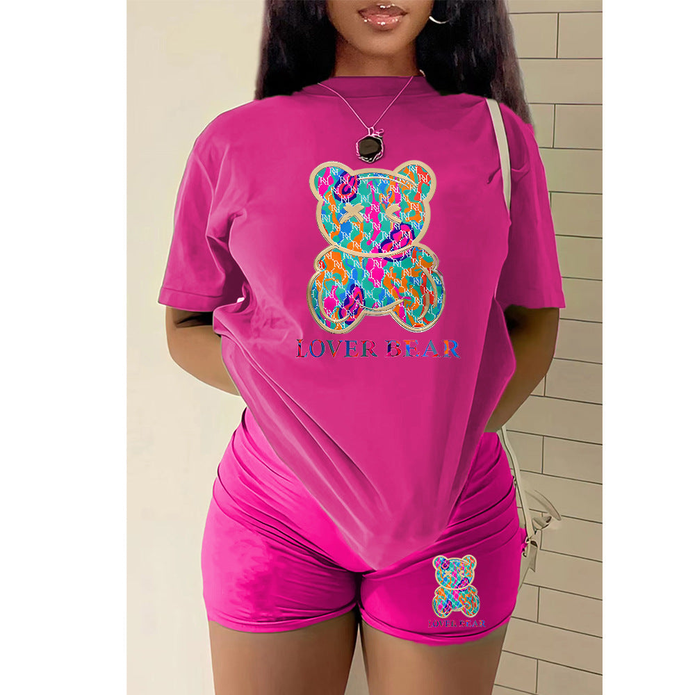 Women's T-shirt shorts sports two pieces Set 12