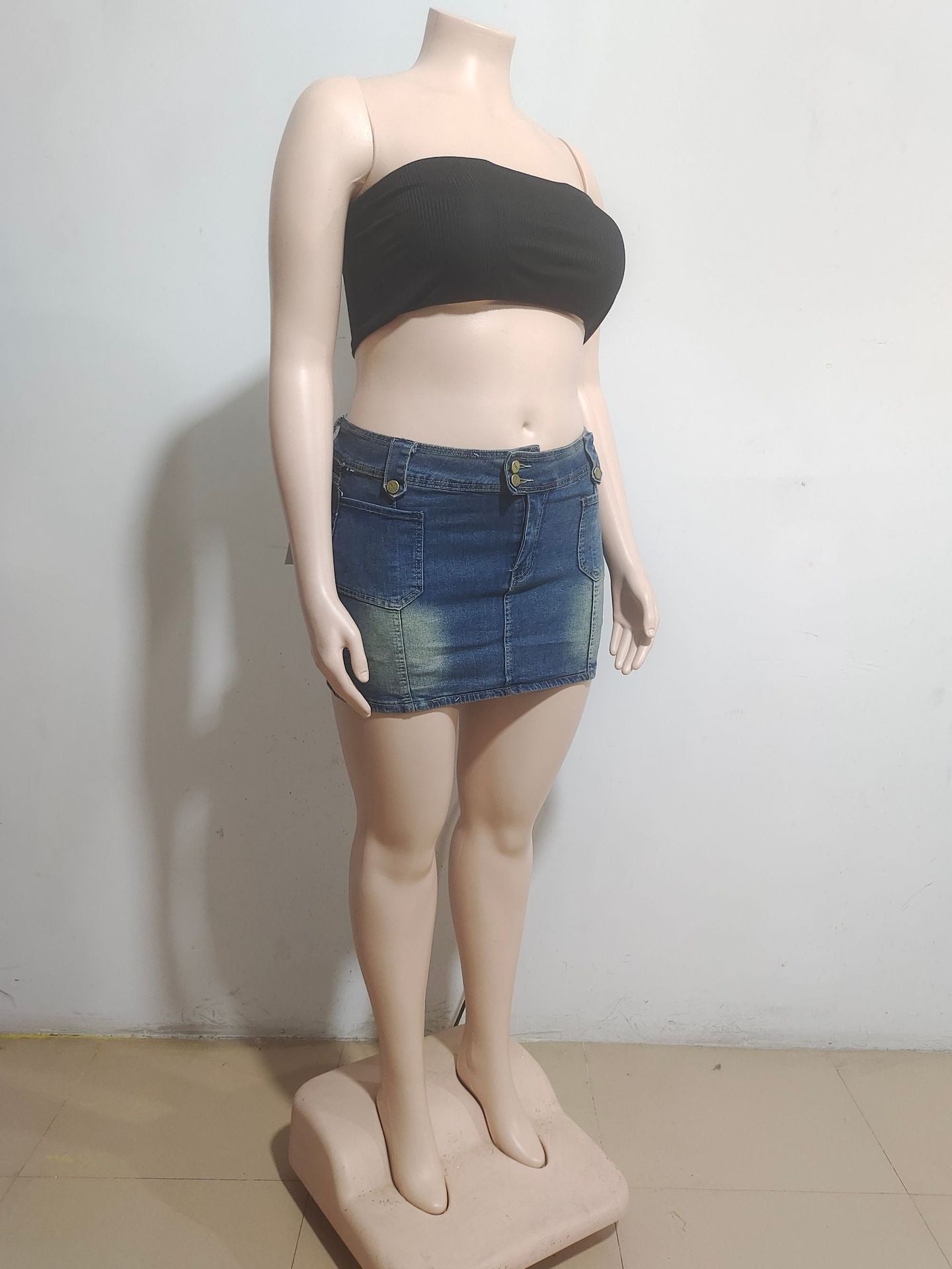 Women Sexy Retro Washed Bodycon Denim Skirt 7