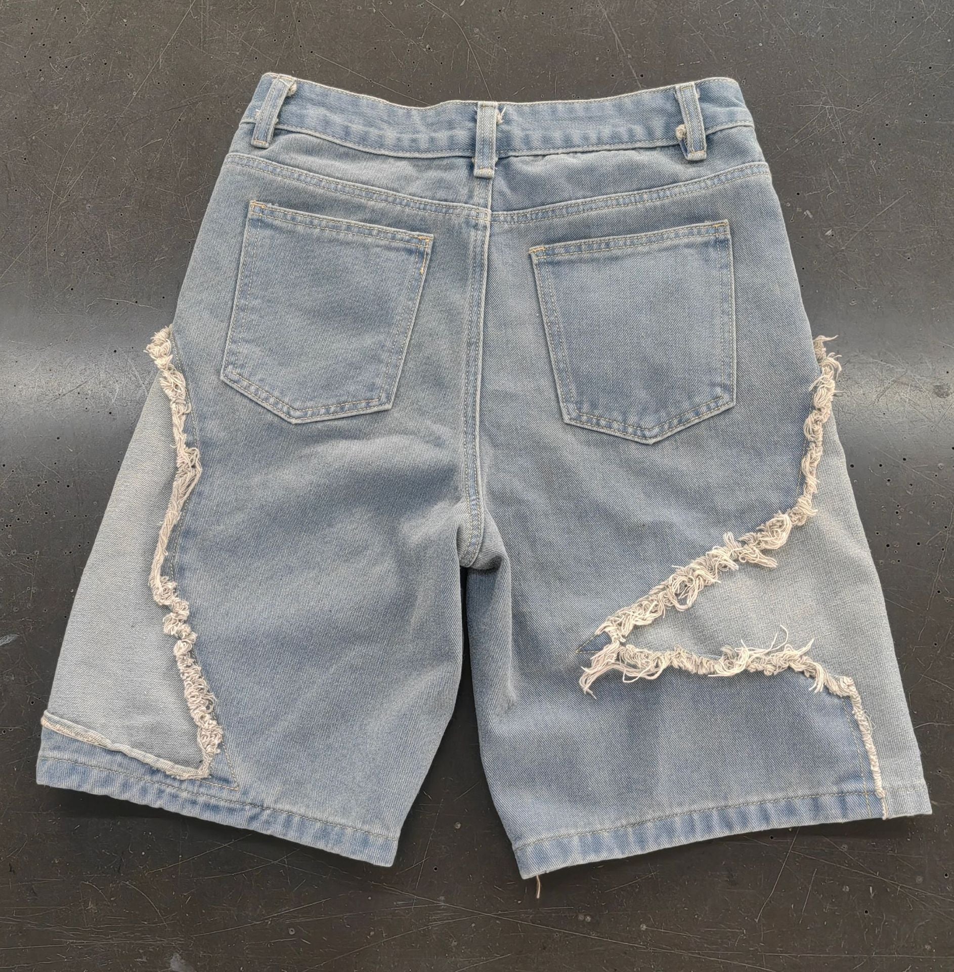 Women summer star tassel raw edge loose Denim Shorts 7