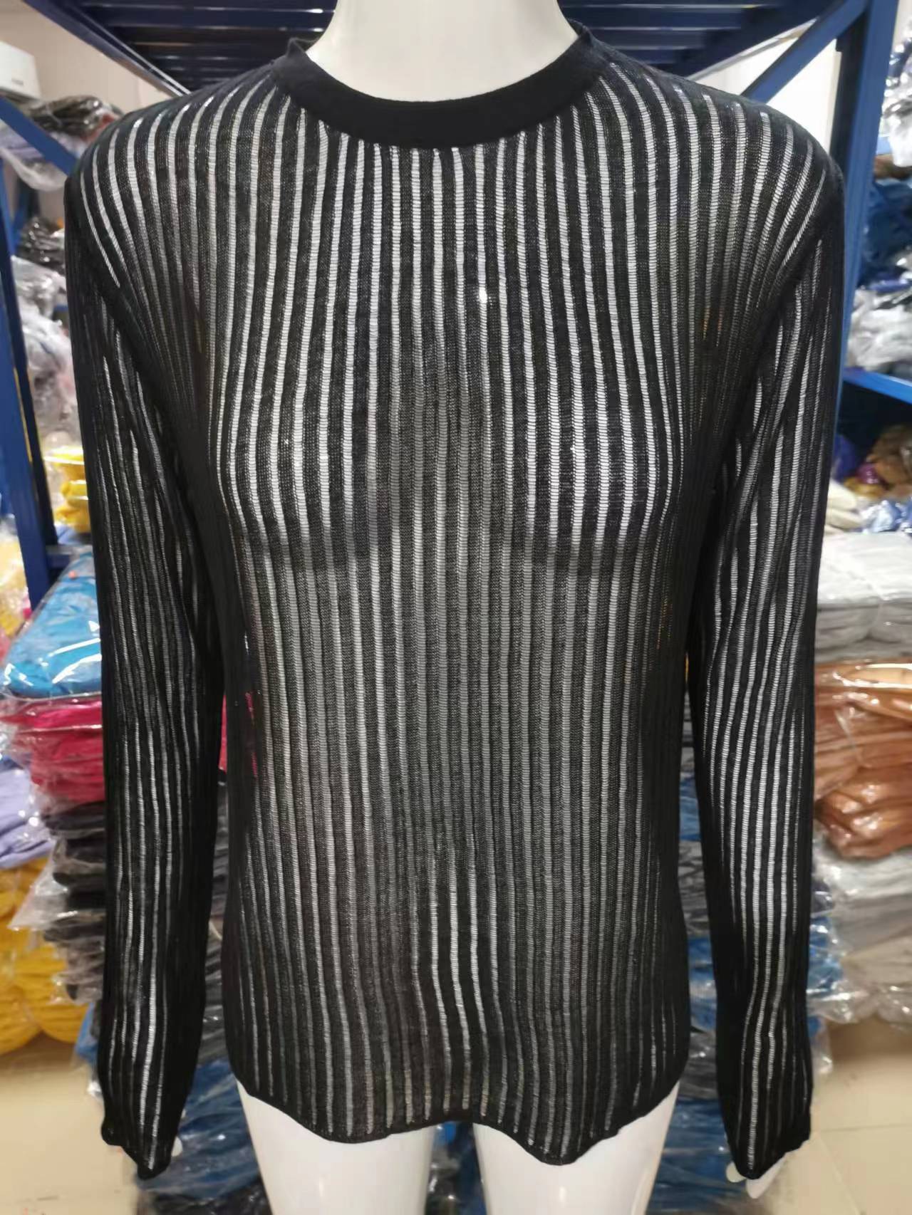 Women Long Sleeve Round Neck Breathable knitting Top 21