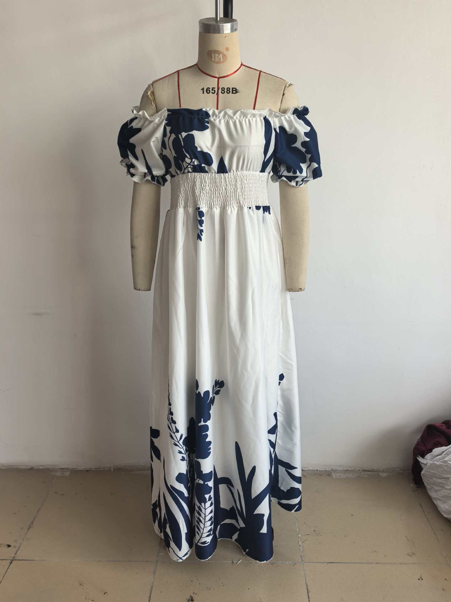 Women Summer Puff-Sleeve Printed Strap Dress 13