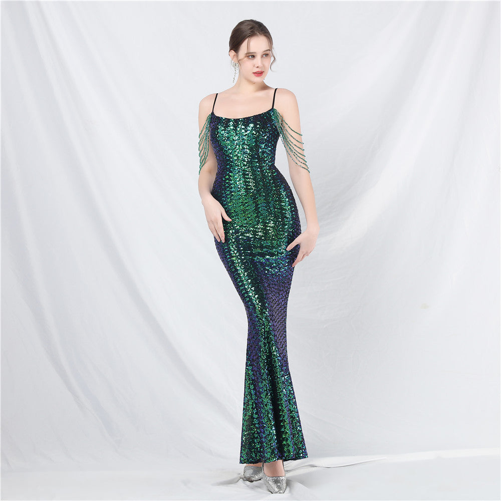 luxury sequins beaded long evening dress 7