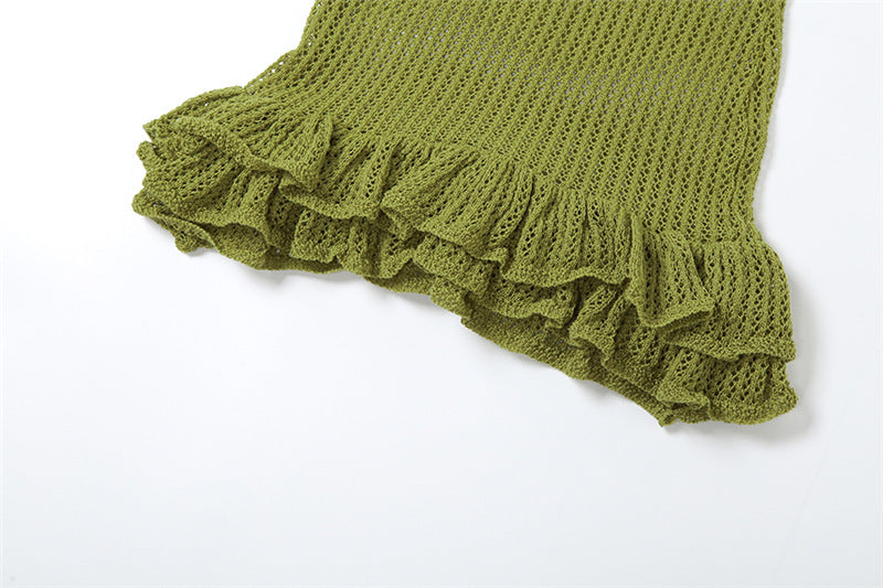 Summer women's sexy suspenders Low Back V-neck low-cut high-waist bud dress 26