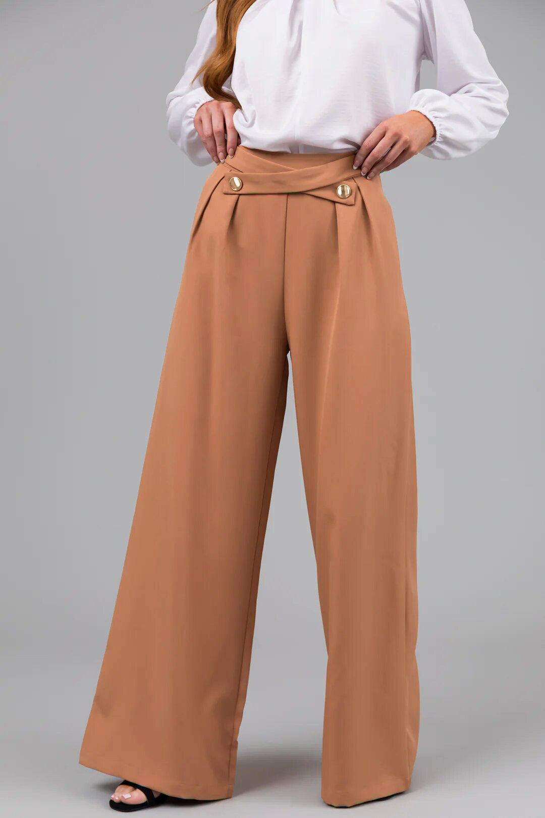 Women Casual Zip Pocket Wide Leg Pants 3