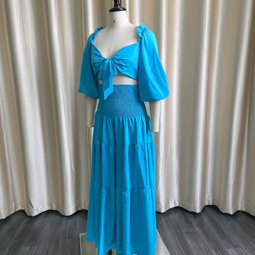 Women Spring Casual V-neck Sleeveless High Waist Solid Cascading Ruffle Loose Plus Size Two Piece Pants Set 16