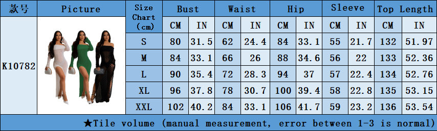 Women's Off Shoulder Long-Sleeved See-Through Slit Dress 13