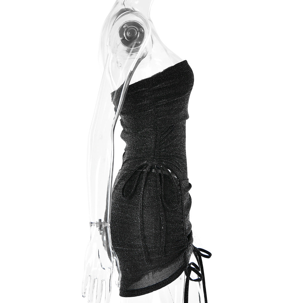 Women Summer Sexy Drawstring Top and Skirt Two-piece Set 12