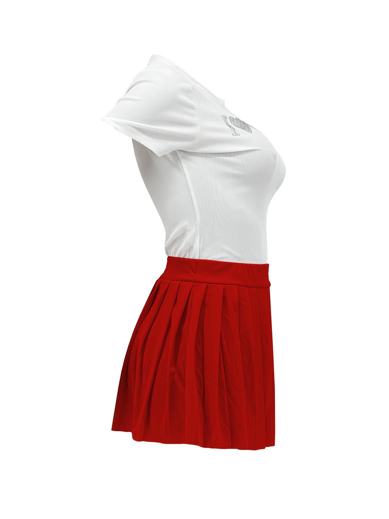 Women Casual Top and Pleated Skirt Two-piece Set 26