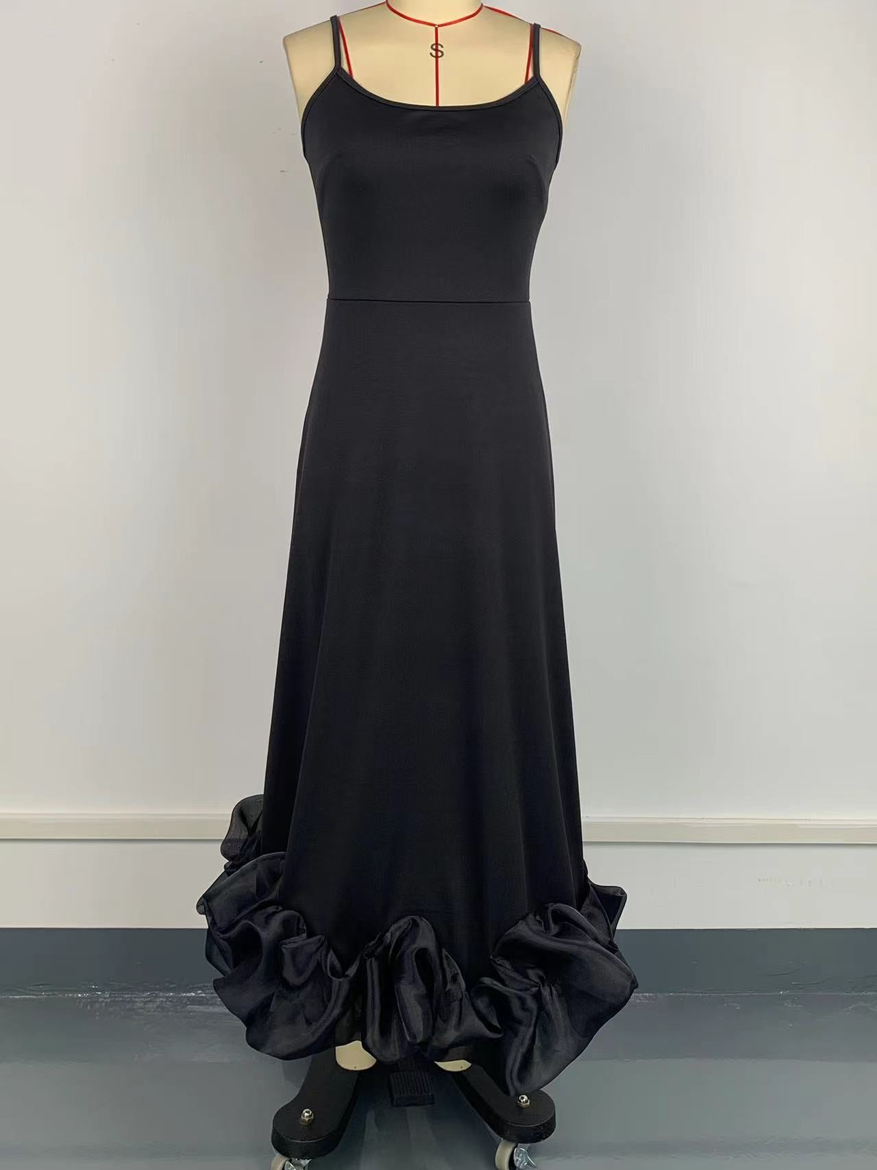 Women's Fashion Sexy Strap Solid Color Ball Long  Evening Dress 10