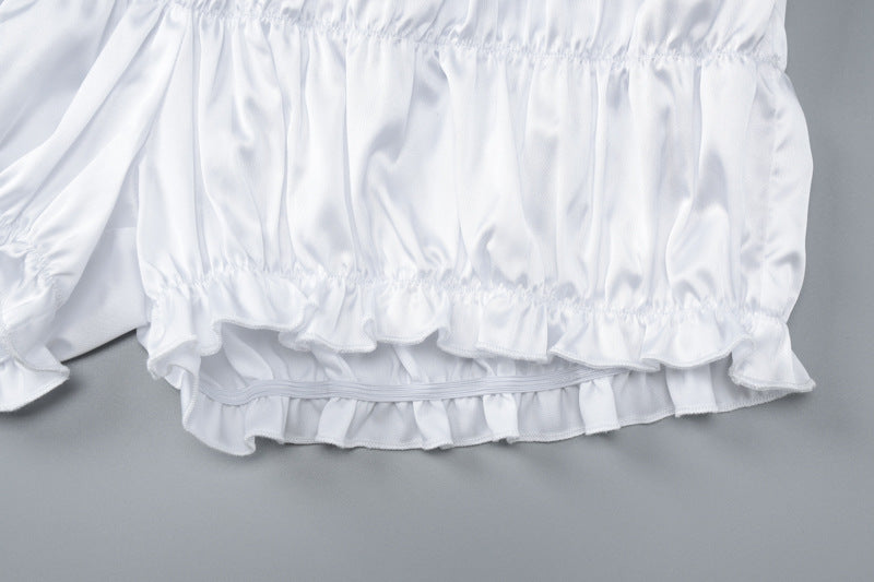 Women's Summer Fashion Sexy Strap Crop Top Pleated Shorts Two Piece Set 16