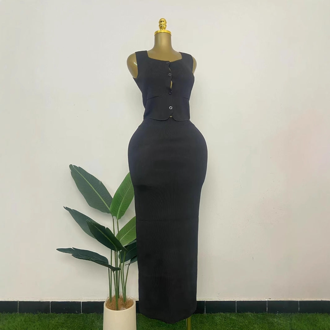 Women knitting Top and Skrit two-piece set 9