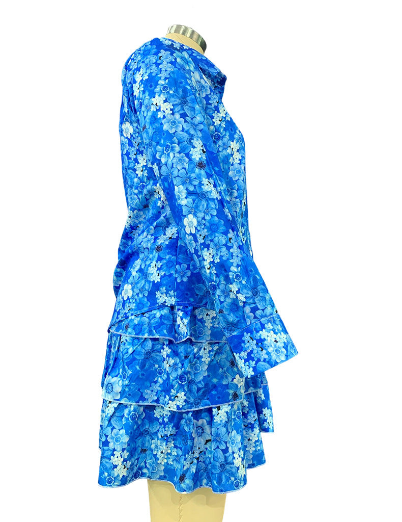 Women Printed Long Sleeve Shirt and SkirtTwo Piece Set 10