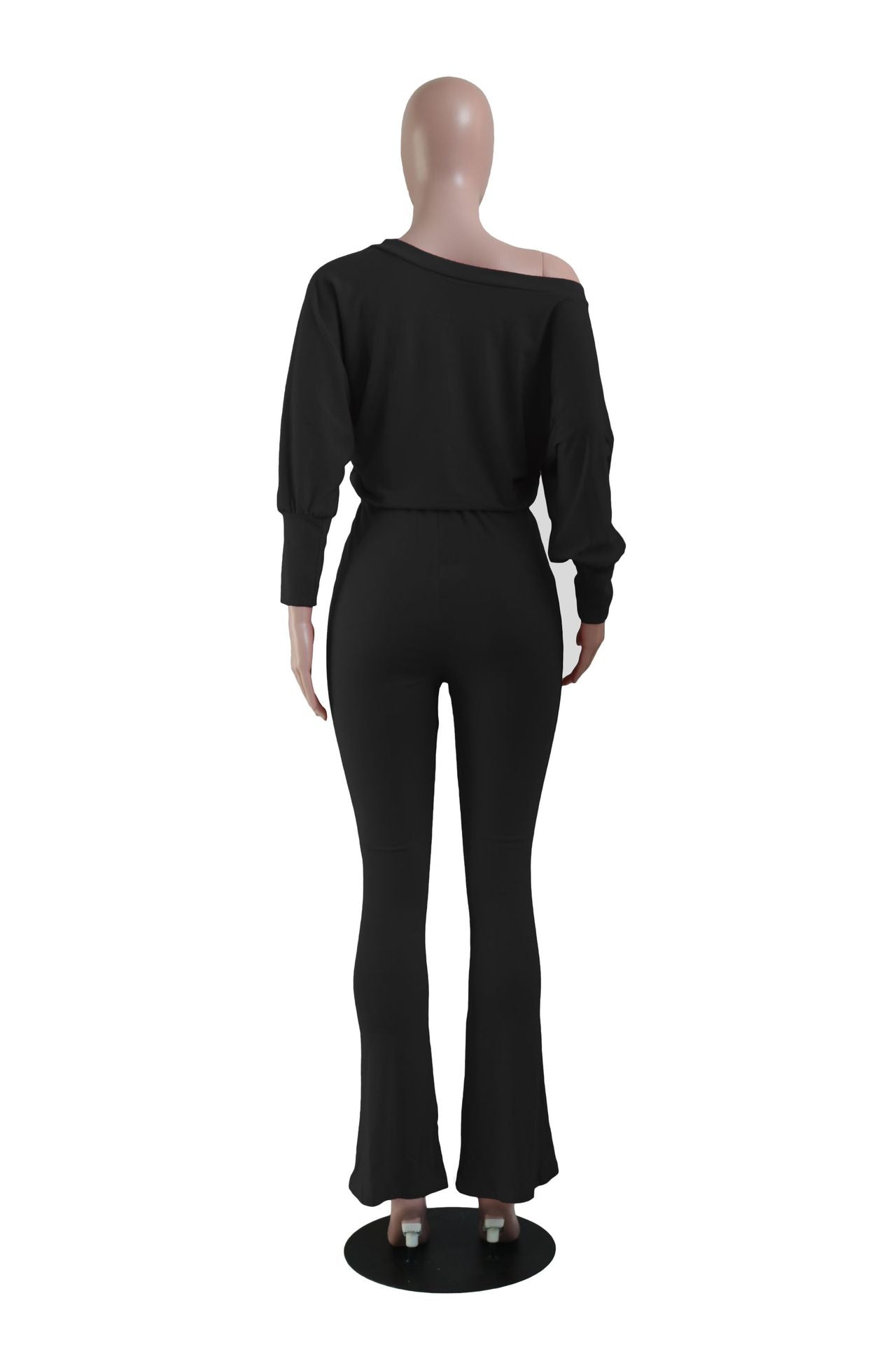 Women's Fashion Casual Solid Bat Sleeves Drawstring Jumpsuit 15