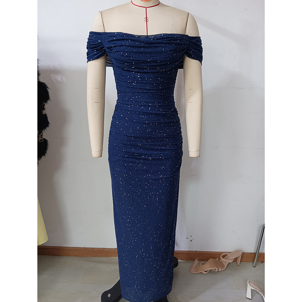 Summer Women's Fashion Off Shoulder Slim Evening Dress 10