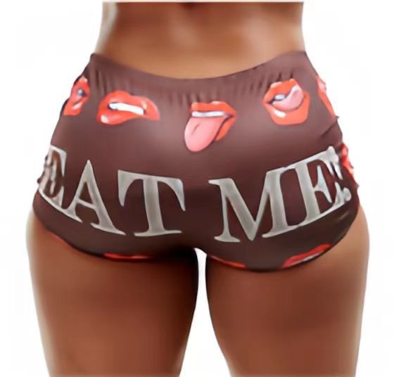 Summer Women's Tight Fitting Stretch Casual Print Shorts 11